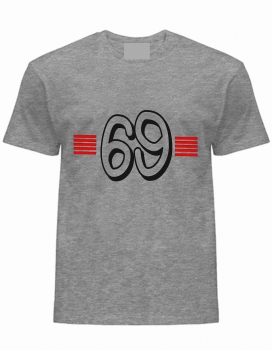 T-Shirt Nummer 69, grau-schwarz-rot, günstig kaufen